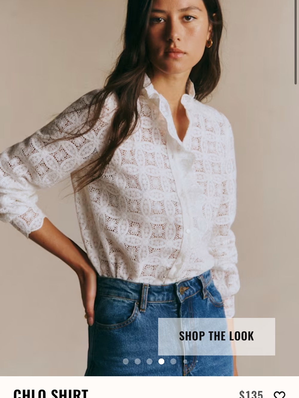 Sezane Shirt White Eyelet Ruffle Blouse - Picture 4 of 8